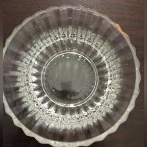 Vintage 1985 FTDA glass candy bowl with ridged design and flared top